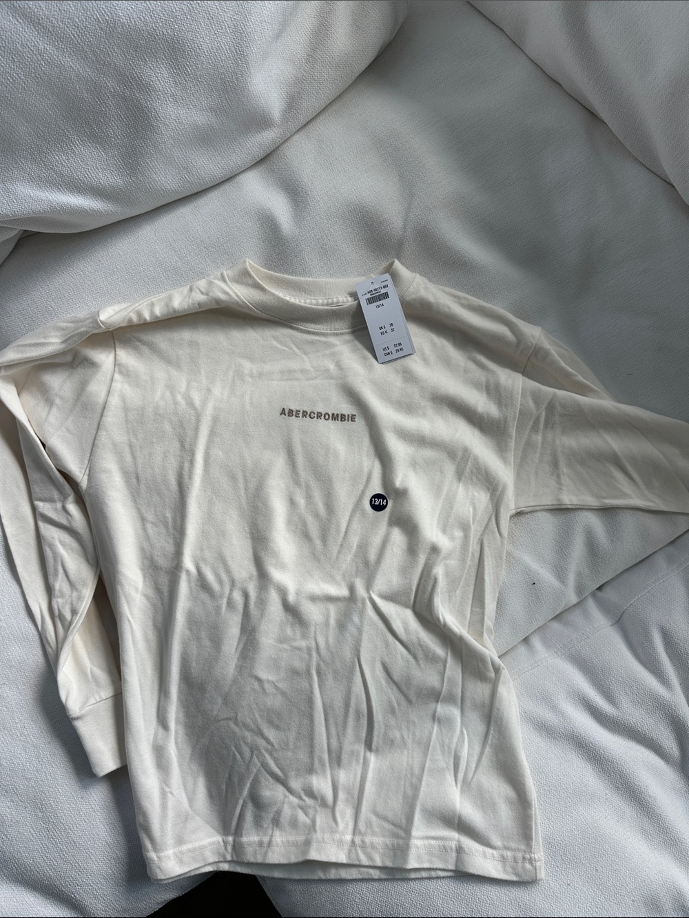 abercrombie kids Cream Long-Sleeve Logo Tee